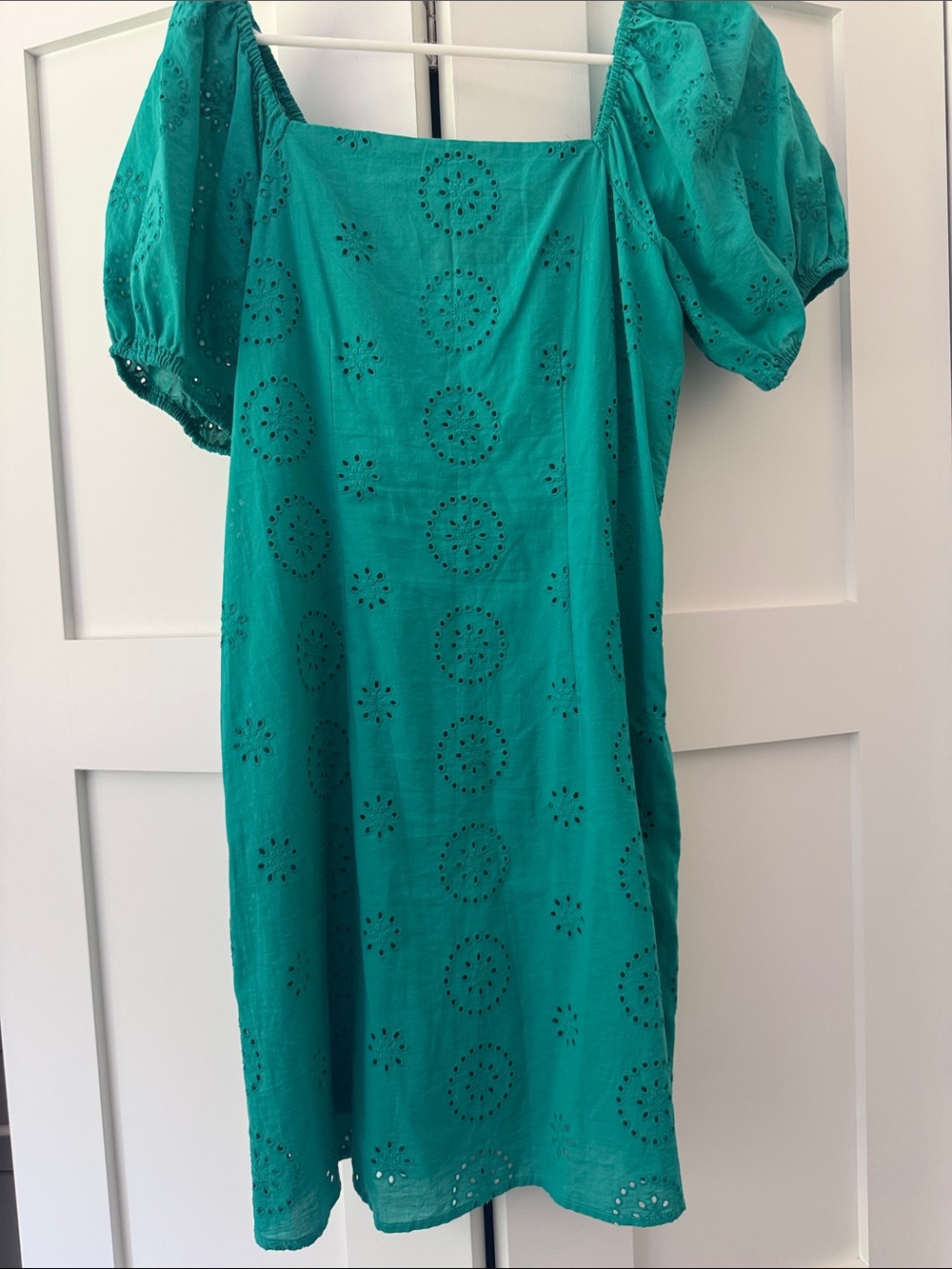 LC Lauren Conrad Teal Eyelet Puff-Sleeve Midi Dress
